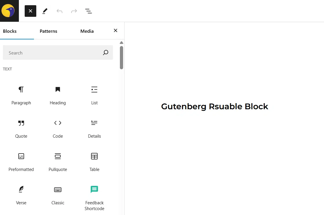 Adding reusable blocks in new and existing posts