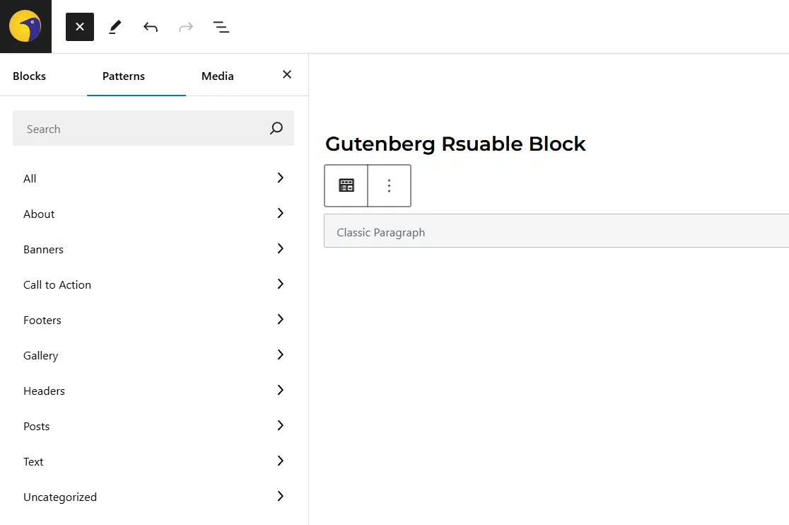 Setting up Reusable Blocks